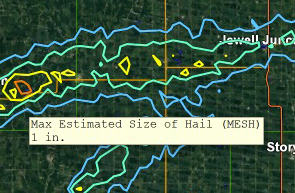 MRMS Max Estimated Size of Hail (MESH) Placefile